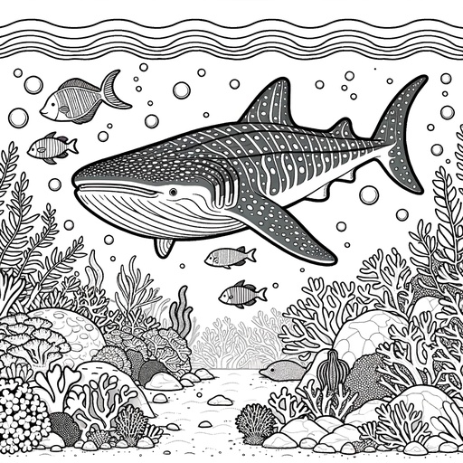 Underwater Whale Shark Coloring Page