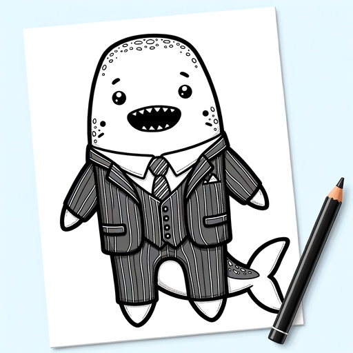 Whale Shark in Suits Coloring Page