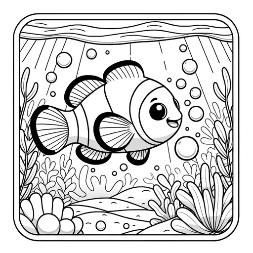 Underwater Clownfish Coloring Page