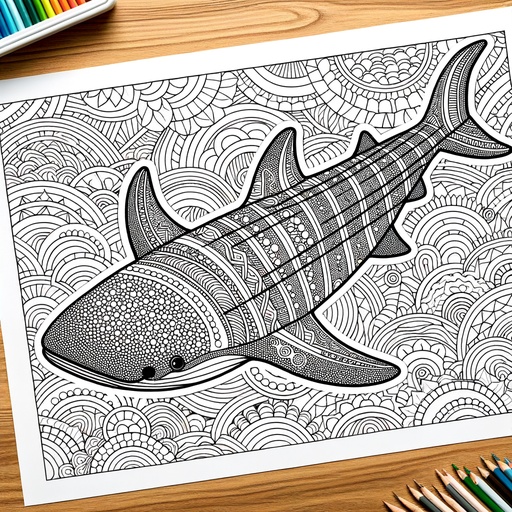 Mindful Whale Shark Coloring Page