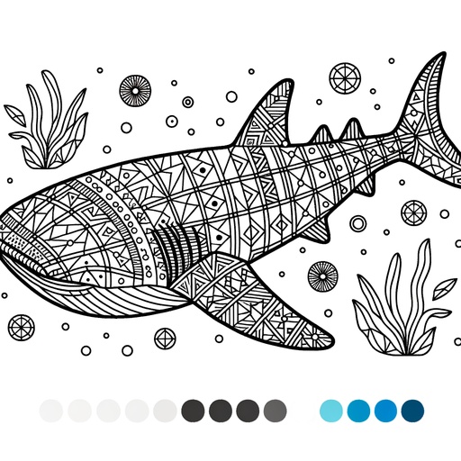 Geometric Whale Shark Coloring Page