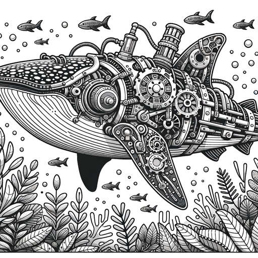 Steampunk Whale Shark Coloring Page