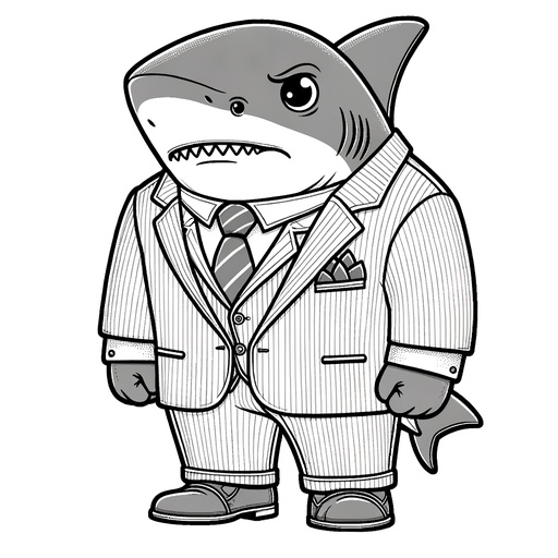 Bull Shark in Suits Coloring Page