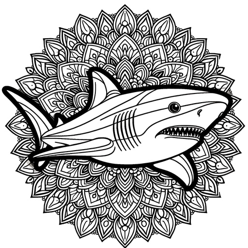 Mandala Bull Shark Coloring Page