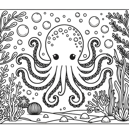 Underwater Octopus Coloring Page