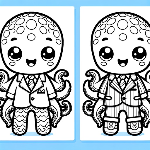 Octopus in Suits Coloring Page