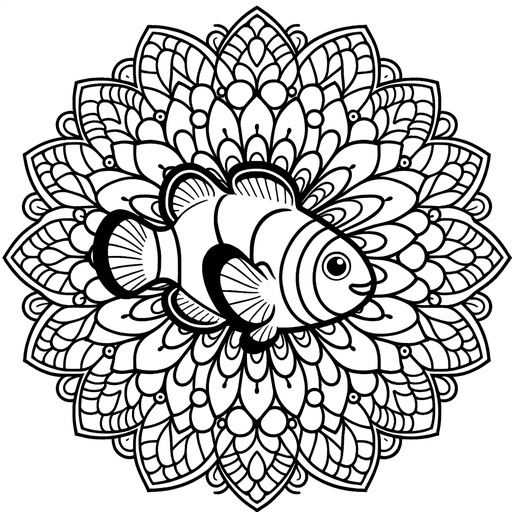 Mandala Clownfish Coloring Page