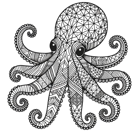 Geometric Octopus Coloring Page