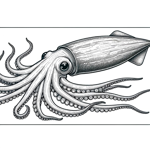 Realistic Giant Squid Coloring Page