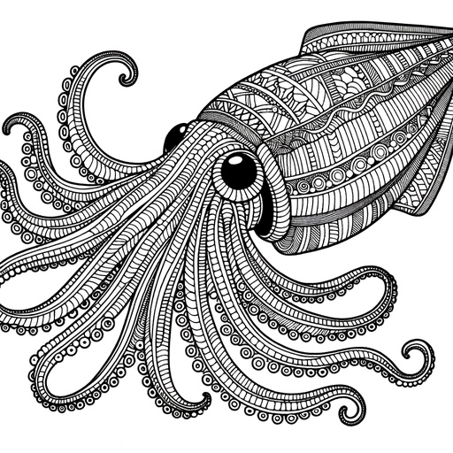 Zentangle Giant Squid Coloring Page