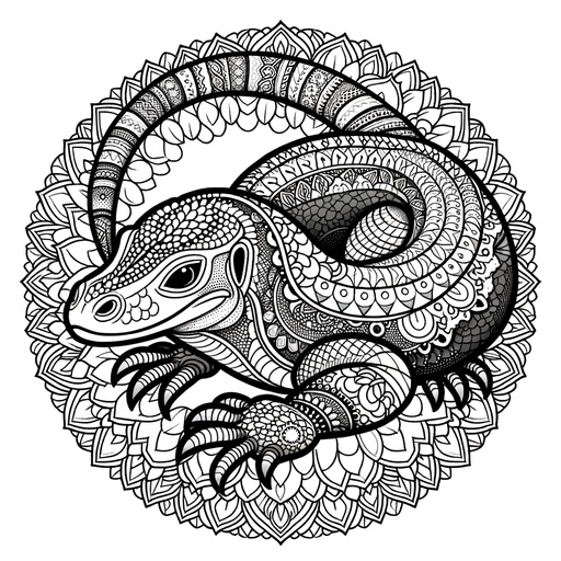 Mandala Komodo Dragon Coloring Page