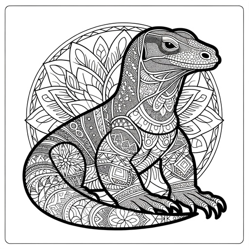 Mindful Komodo Dragon Coloring Page