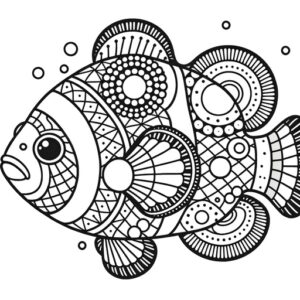 Geometric Clownfish Coloring Page- 4 Free Printable Pages