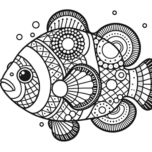 Geometric Clownfish Coloring Page