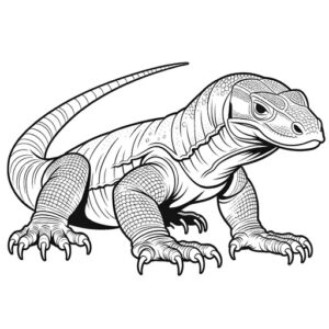 Action Pose Komodo Dragon Coloring Page- 4 Free Printable Pages