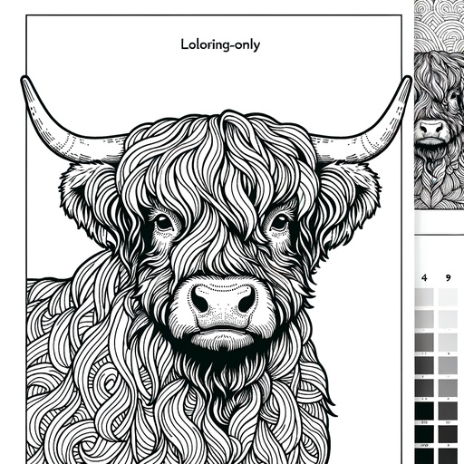 Mindful Highland Cattle Coloring Page