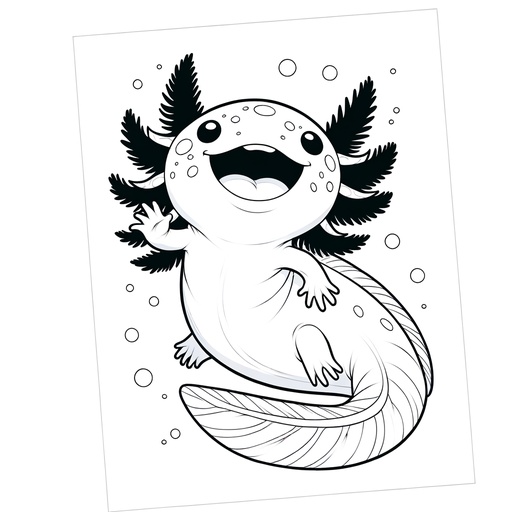 Action Pose Axolotl Coloring Page
