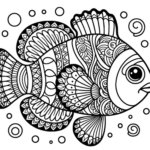 Zentangle Clownfish Coloring Page