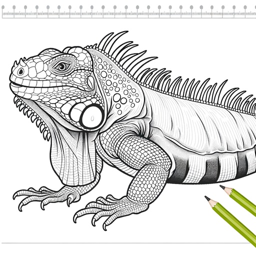 Realistic Iguana Coloring Page