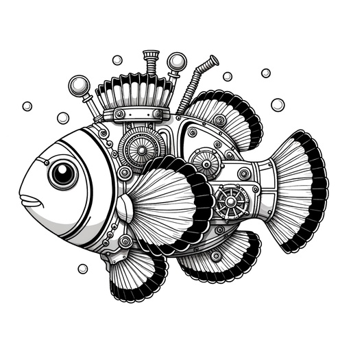 Steampunk Clownfish Coloring Page