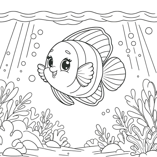 Underwater Angel Fish Coloring Page- 4 Free Printable Pages