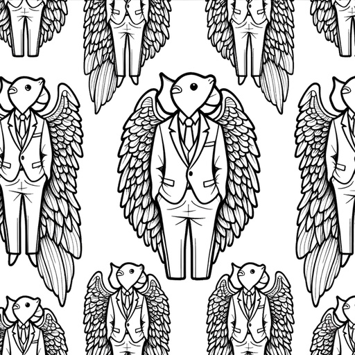 Angel Fish in Suits Coloring Page