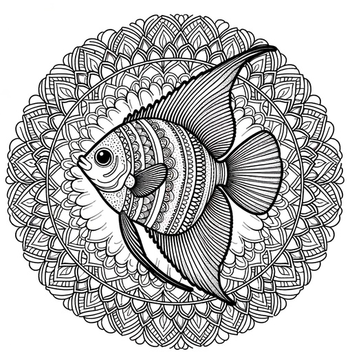 Mandala Angel Fish Coloring Page