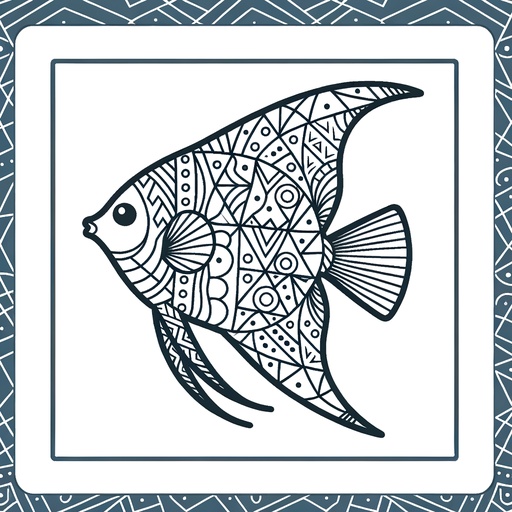 Geometric Angel Fish Coloring Page