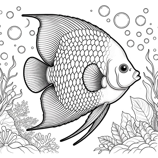 Realistic Angel Fish Coloring Page