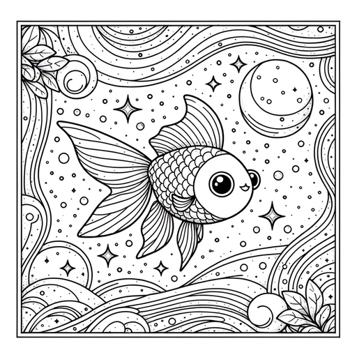 Space Goldfish Coloring Page