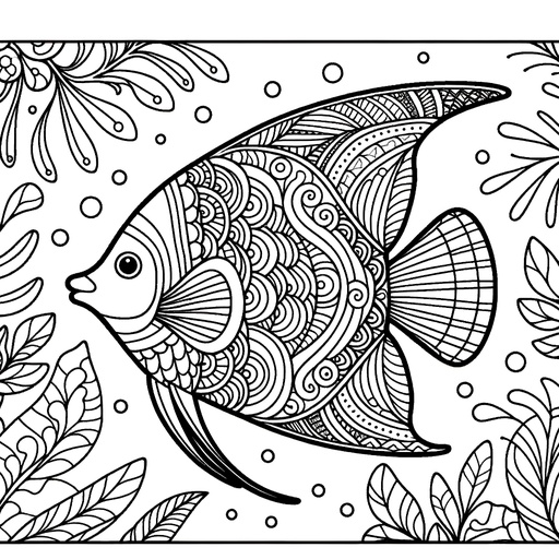 Zentangle Angel Fish Coloring Page