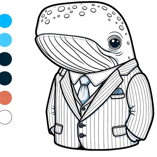 Humpback Whale in Suits Coloring Page