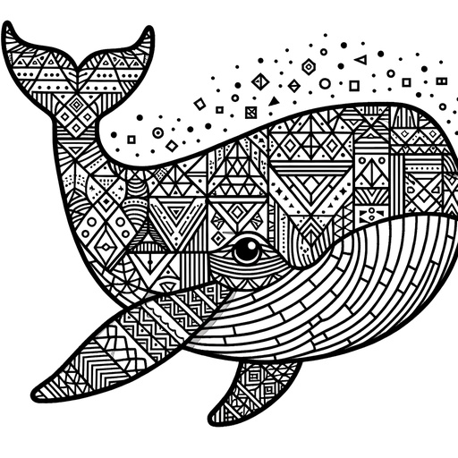 Geometric Humpback Whale Coloring Page