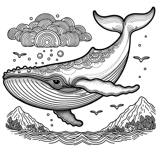 Realistic Humpback Whale Coloring Page