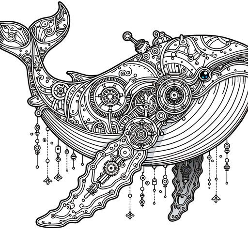 Steampunk Humpback Whale Coloring Page