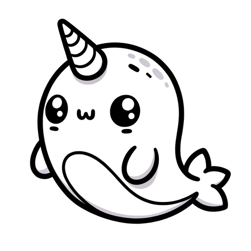 Cute Narwhal Coloring Page