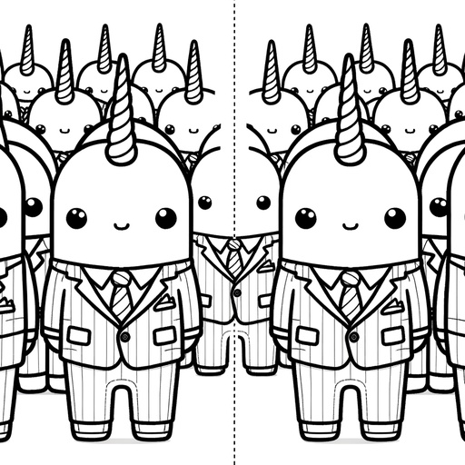 Narwhal in Suits Coloring Page