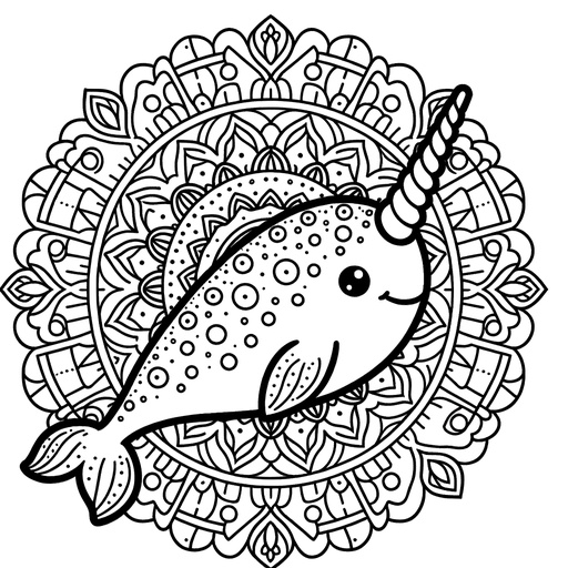 Mandala Narwhal Coloring Page