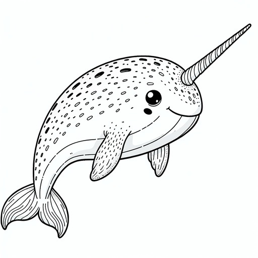 Realistic Narwhal Coloring Page