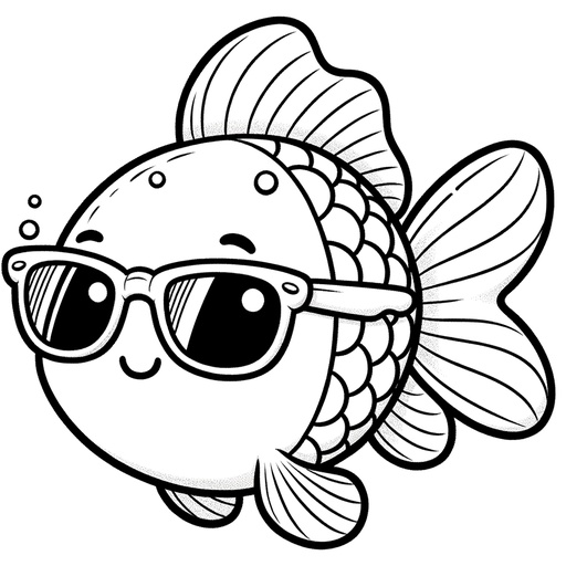 Goldfish in Sunglasses Coloring Page