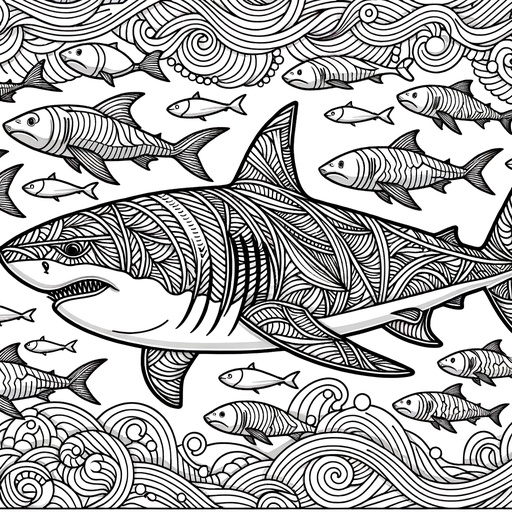 Mindful Great White Shark Coloring Page