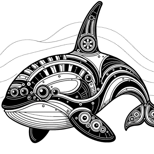 Steampunk Killer Whale Coloring Page