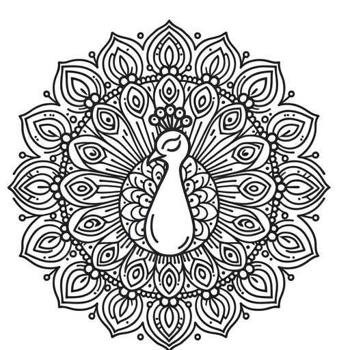 Mandala Peacock Coloring Page