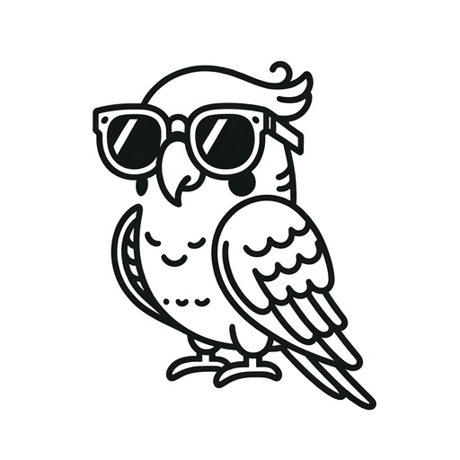 Parakeet in Sunglasses Coloring Page