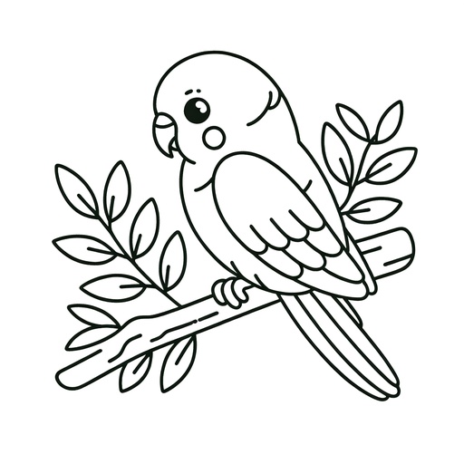 Parakeet in Nature Coloring Page