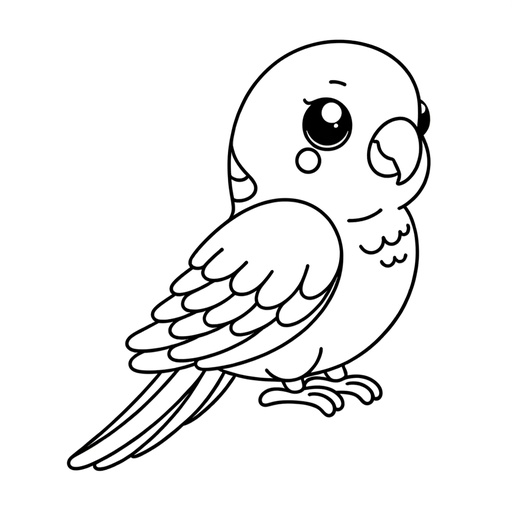 Cartoon Parakeet Coloring Page