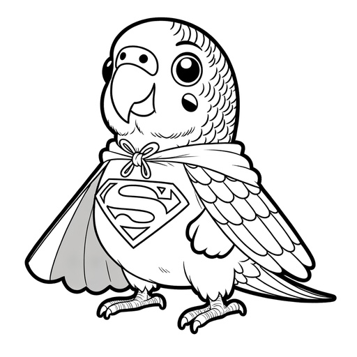 Superhero Parakeet Coloring Page