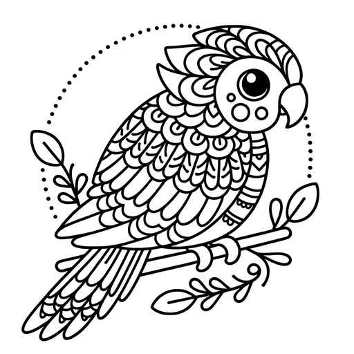 Mandala Parakeet Coloring Page