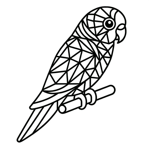 Geometric Parakeet Coloring Page