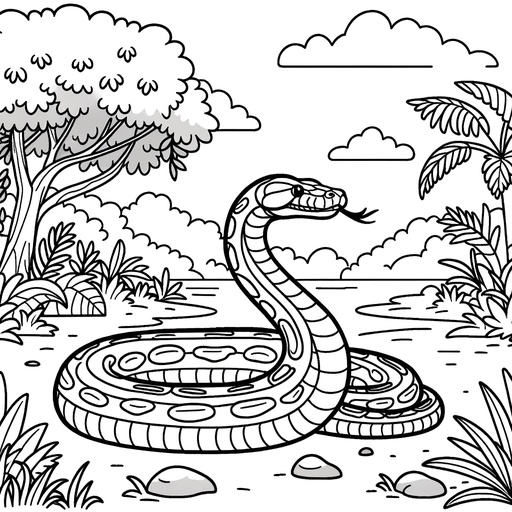 Anaconda in Nature Coloring Page